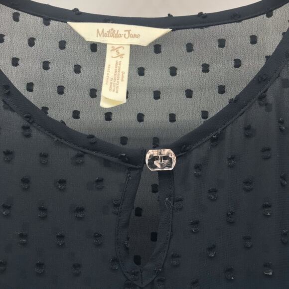 Matilda Jane Nostalgia Charlie Swiss Dot Black Dress Womens Small Boho 22645D - Picture 5 of 7